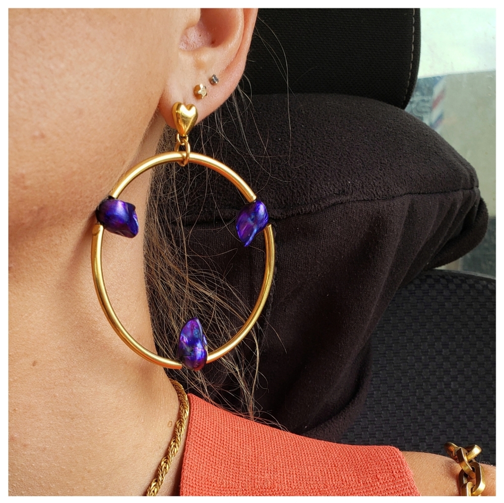 purple pearl earrings 💜 -a-  KAMELEON🦎KREATION - Picture 2 of 6